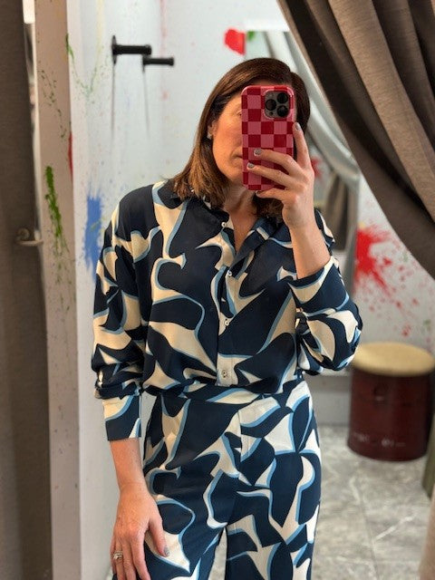 LP Blue Geometric Print Top