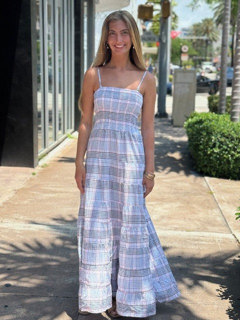 FR Blue Plaid Maxi Dress