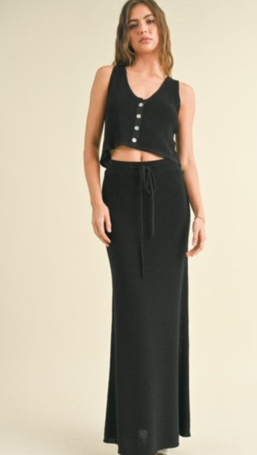 MM Black Knit Maxi Skirt
