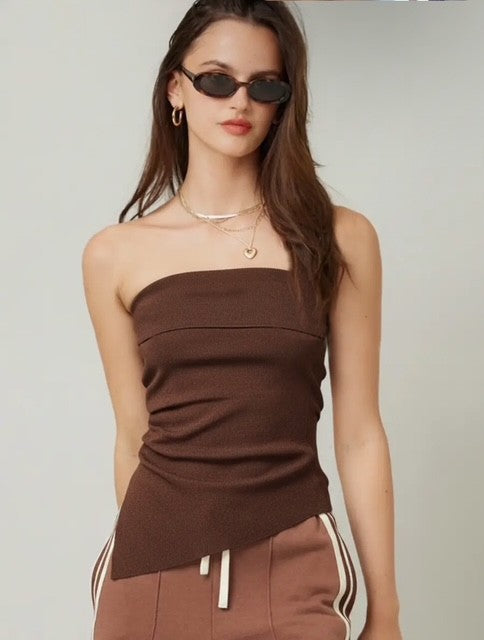 II brown Strapless Top