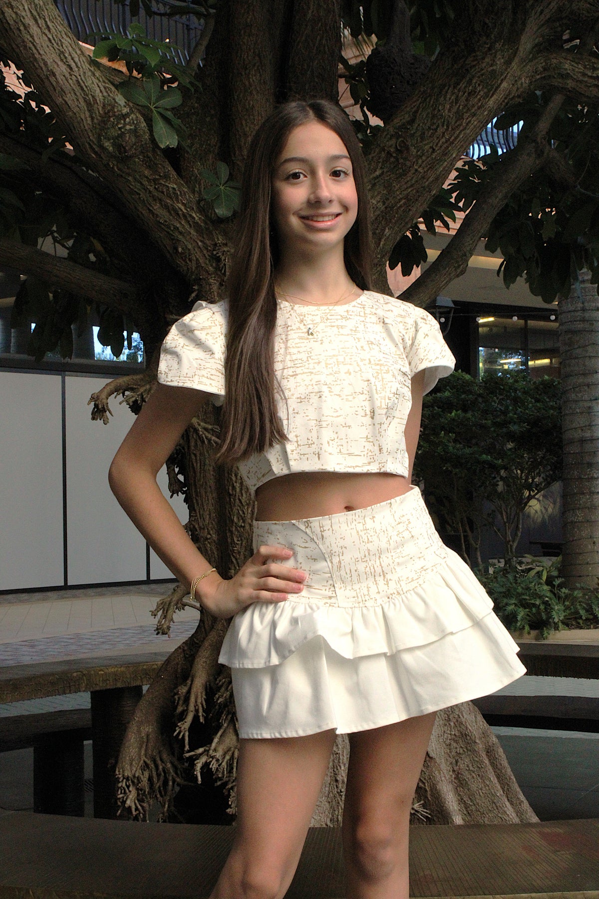 IS White Print Skort