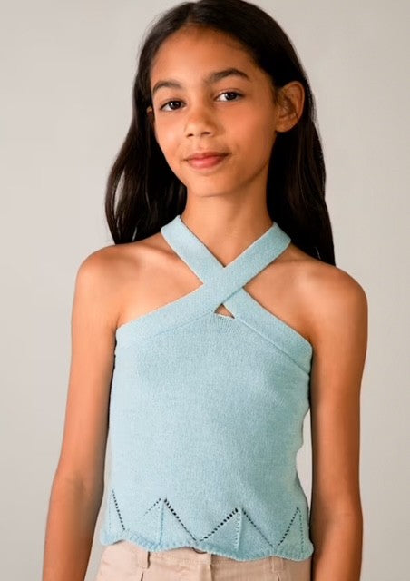 MAY Blue Knit Halter Top