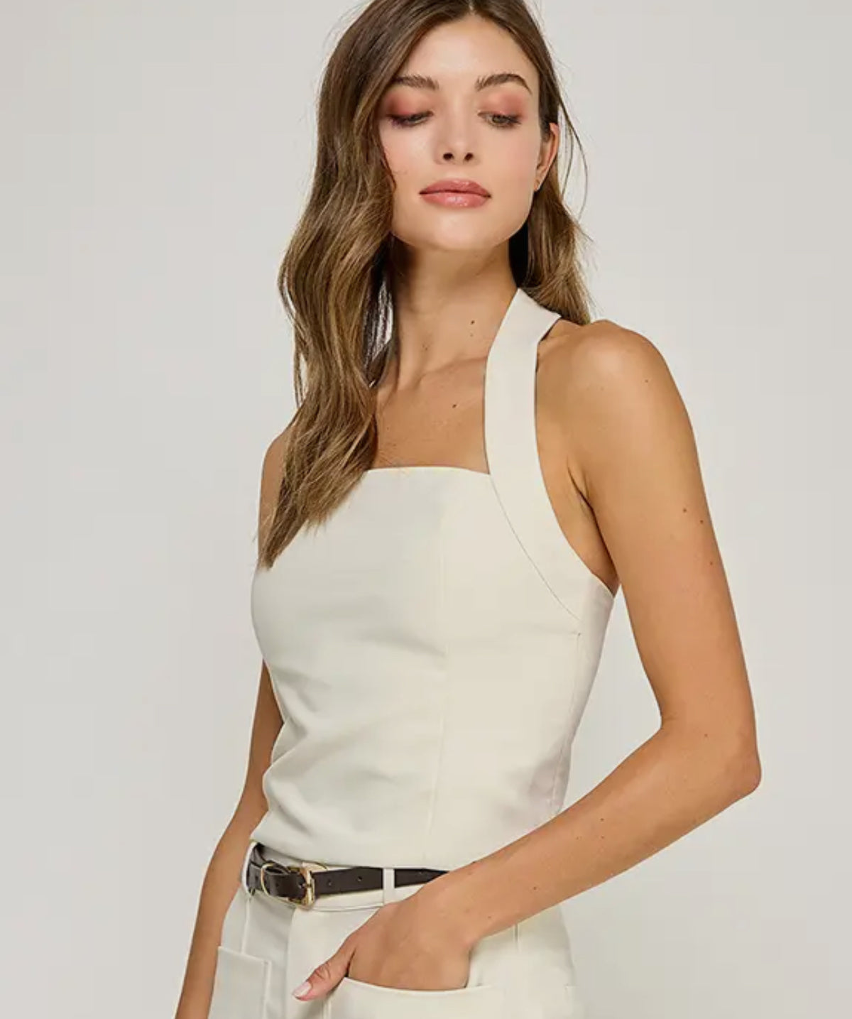 MS White Halter Top