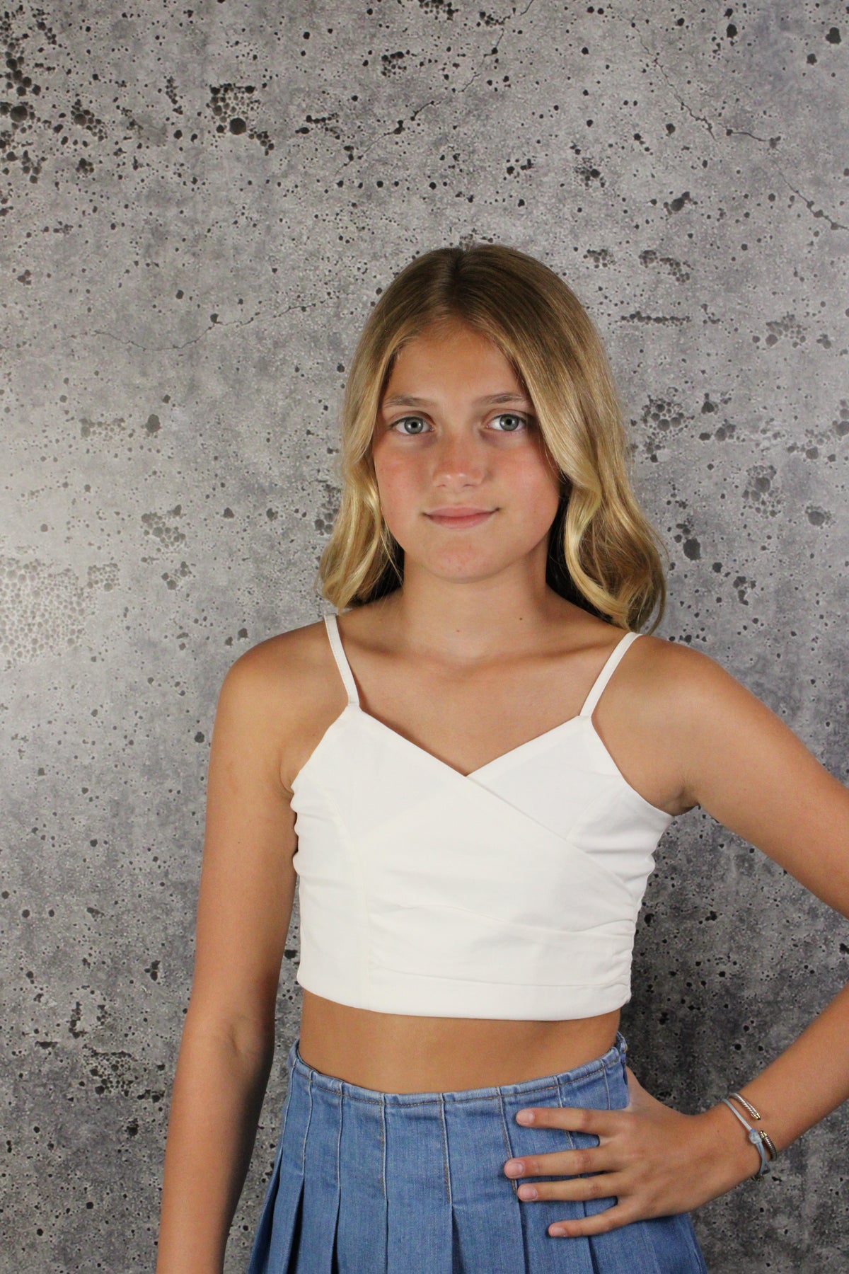 IS White Pleats Crop Top