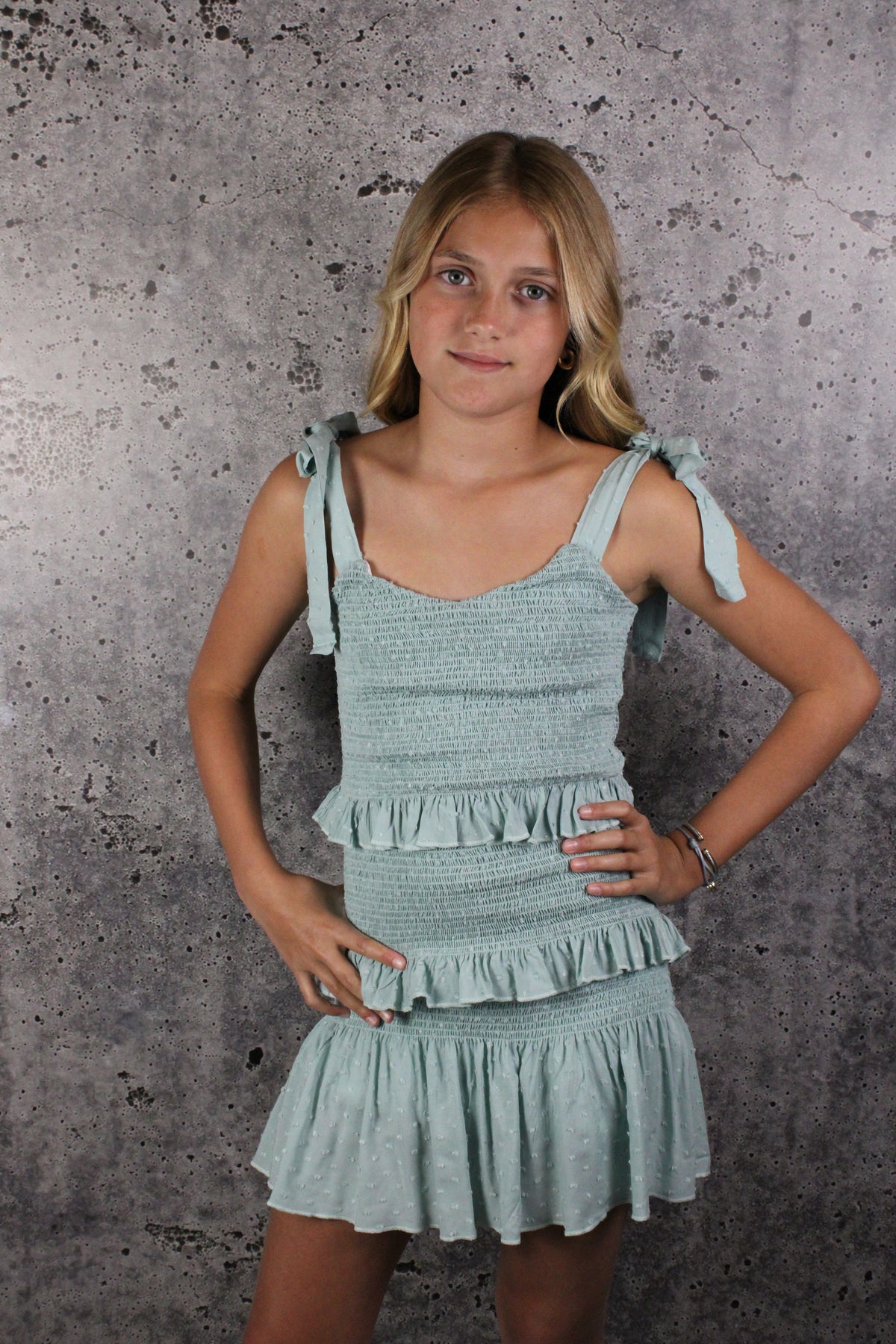 IS Green Swiss Dot Smocked Dress 14 IS Green Swiss Dot Smocked Dress 14