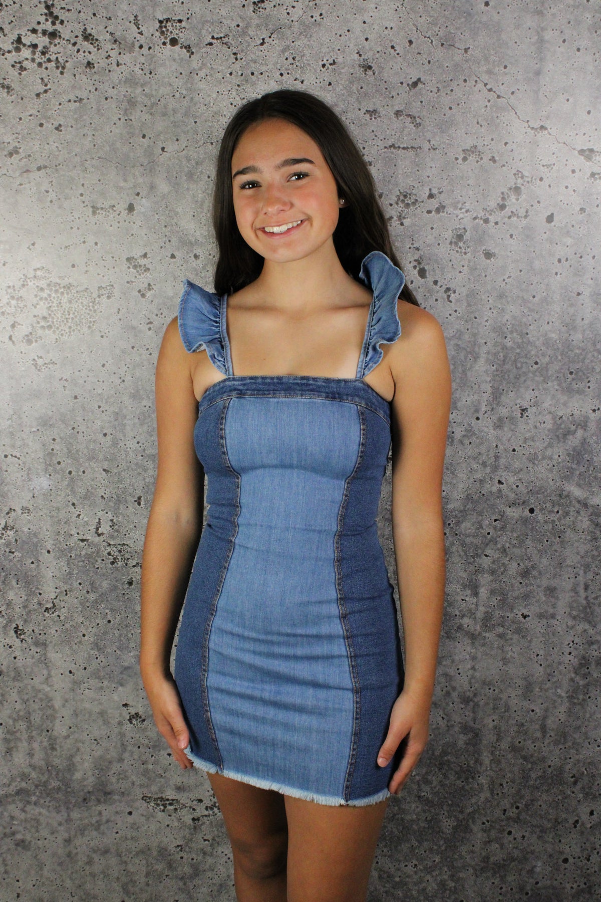 two toned denim dress Pilcro Sleeveless Two-Tone Denim Mini Dress