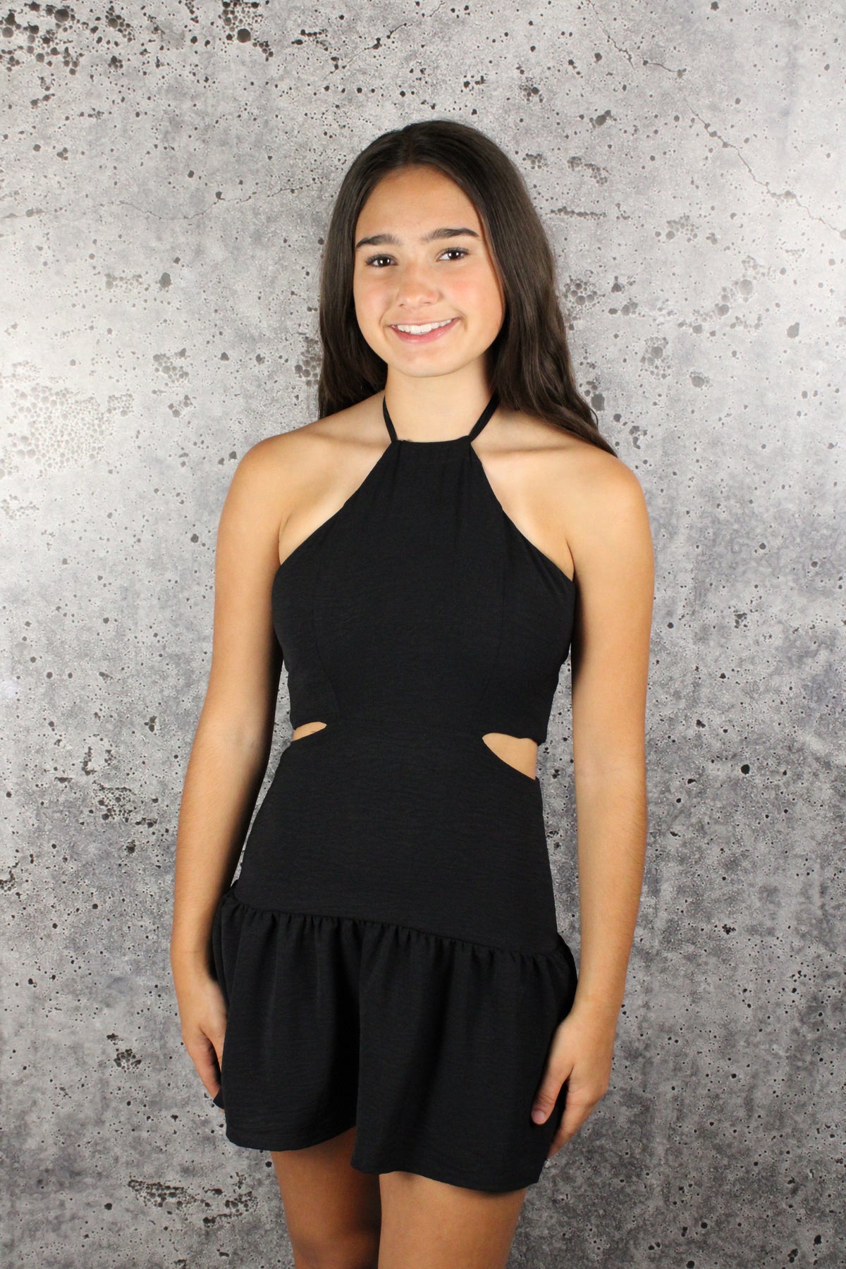 black halter cutout dress Black Halter Lace Cutout Dress Adorn Boutique MI