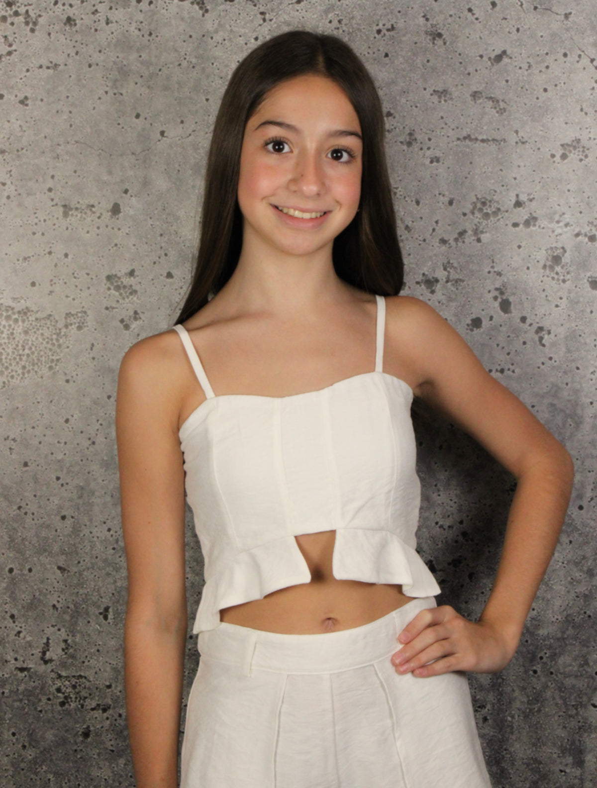 IS White Ruffle Hem Top