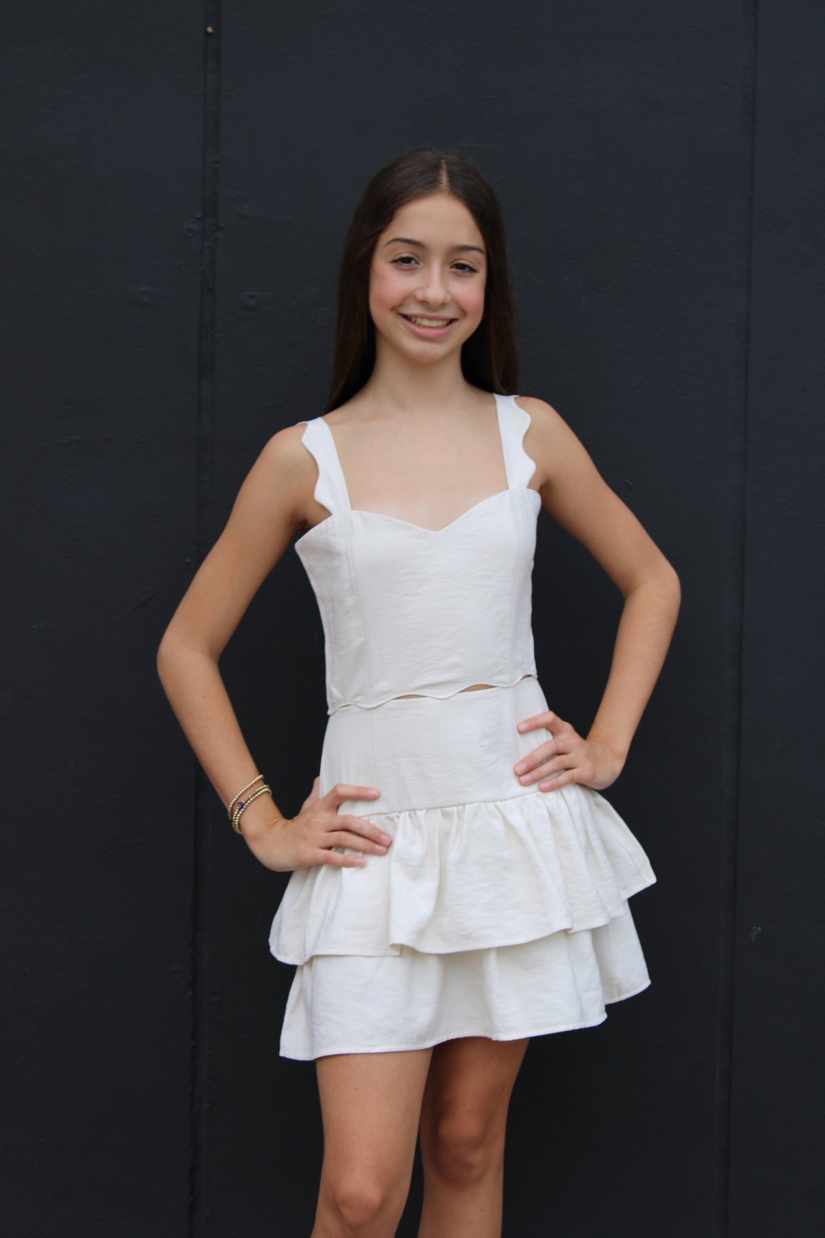 IS White Scallop Cutout Dress