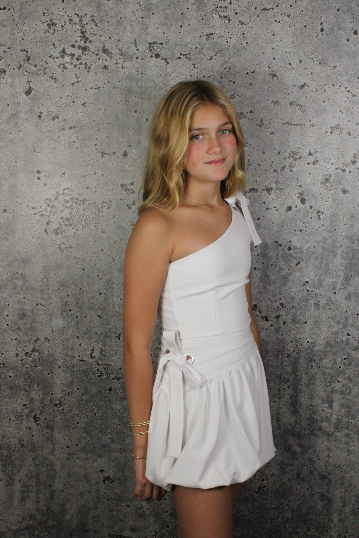 IS White Asymmetrical Bubble Skirt