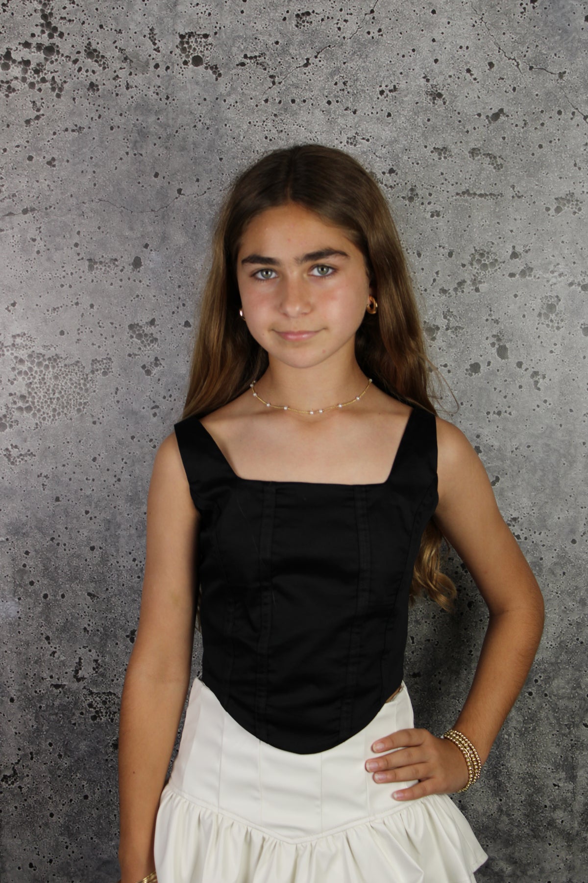 IS Black Corset Tie Back Top