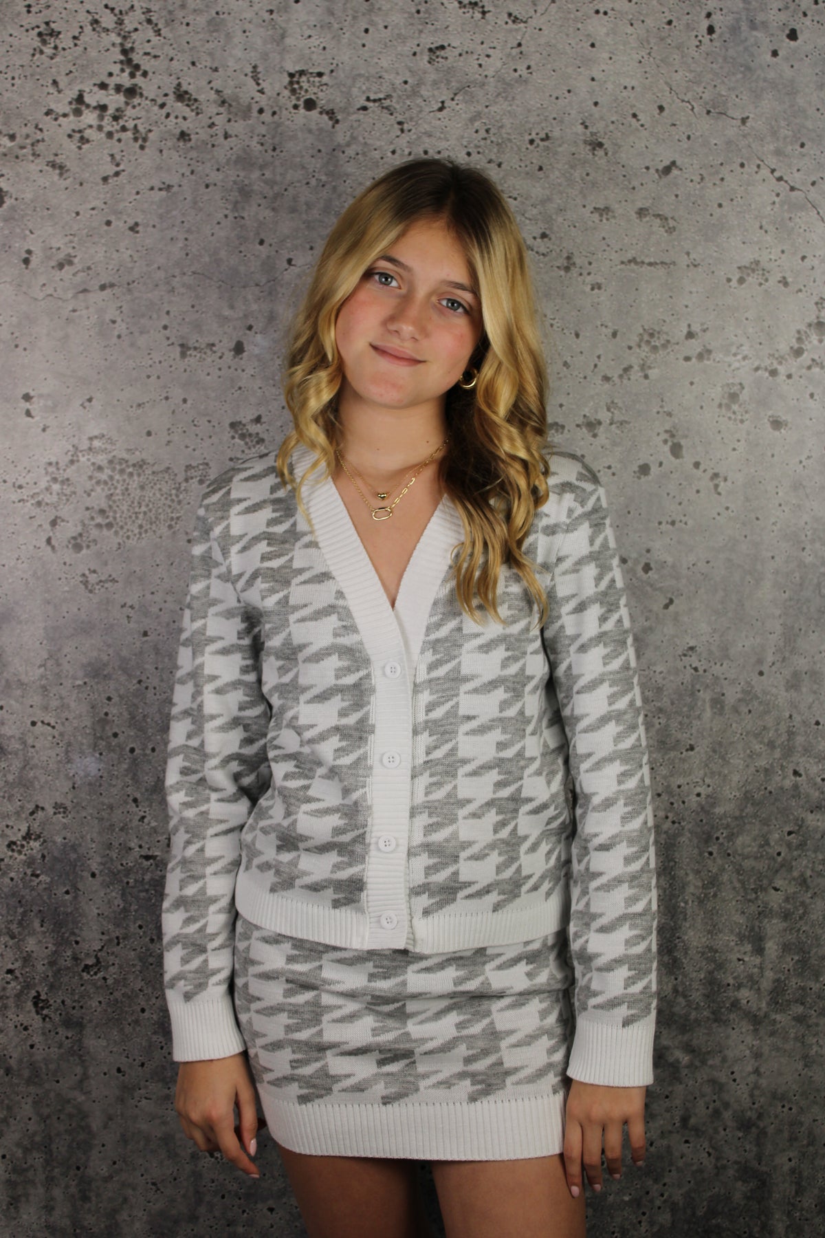 IS Grey Houndstooth Skirt
