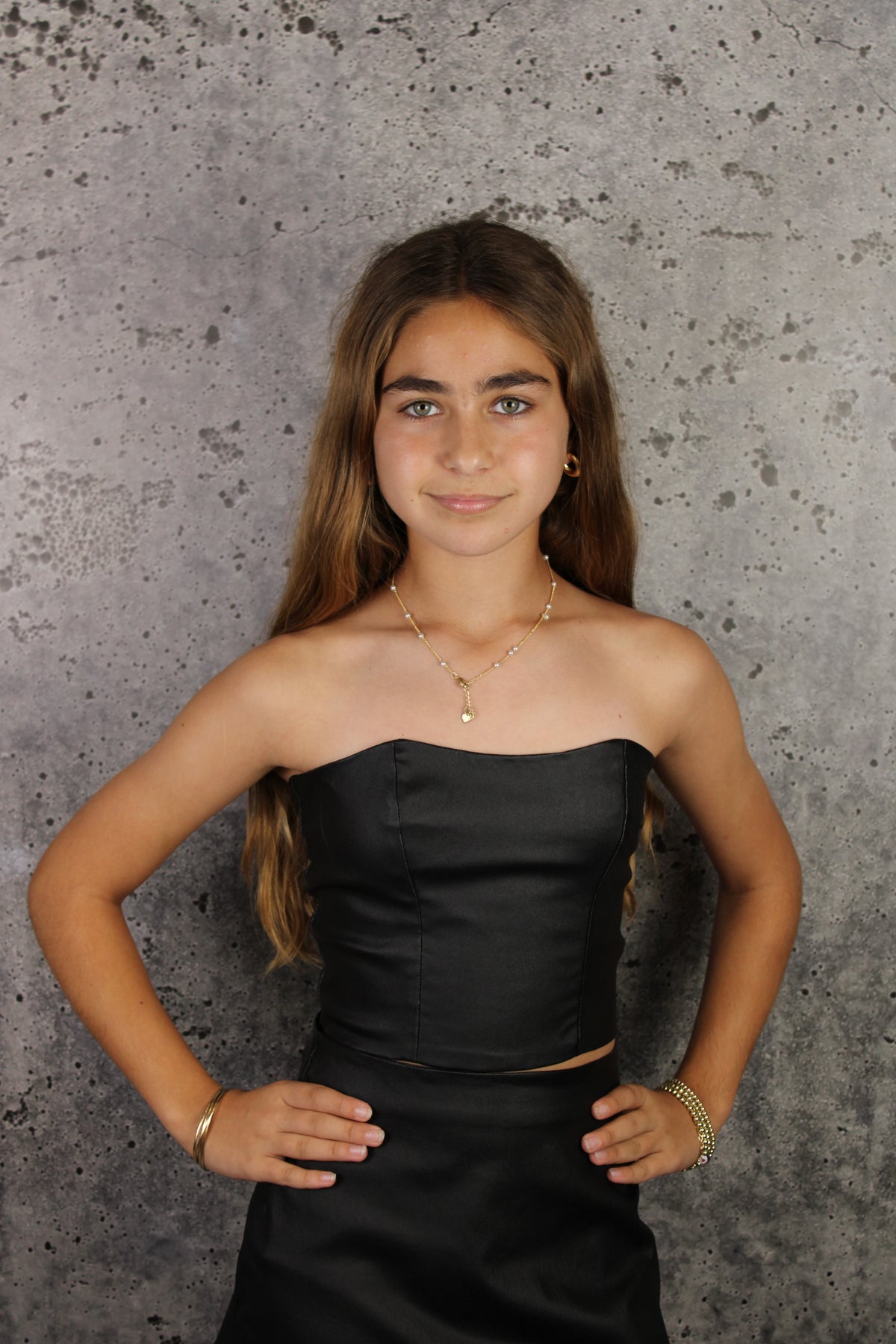 IS Black Faux Leather Corset Top