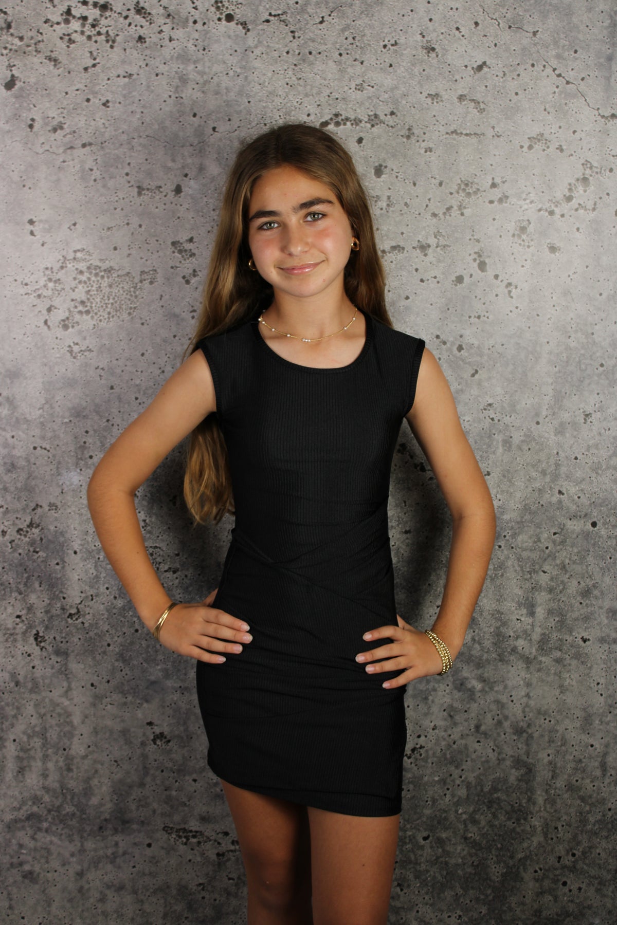 IS Black Bodycon Gathered Dress