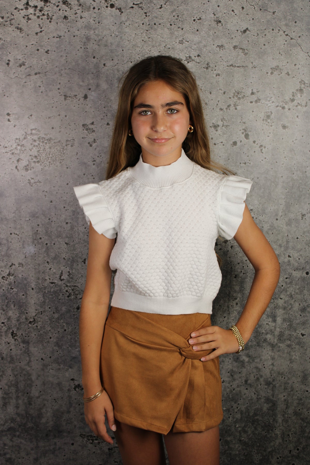 IS Camel Suede Knot Skort
