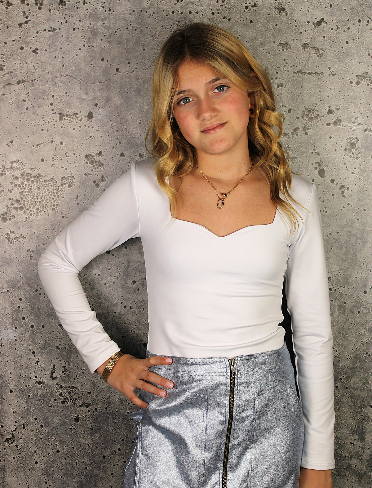IS White Long Sleeve Bodysuit