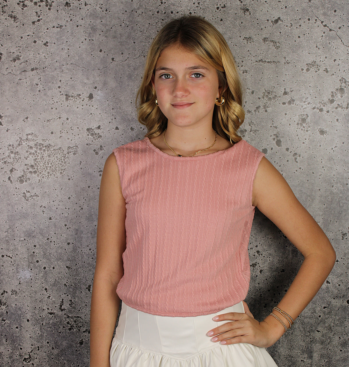 IS Pink Knit Knot Back Top