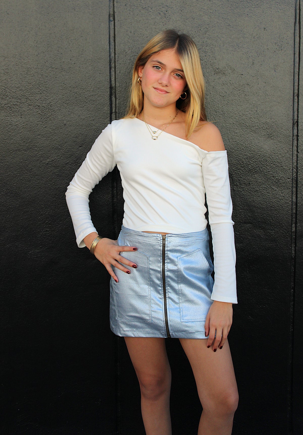 IS White One Shoulder Long Sleeve Top