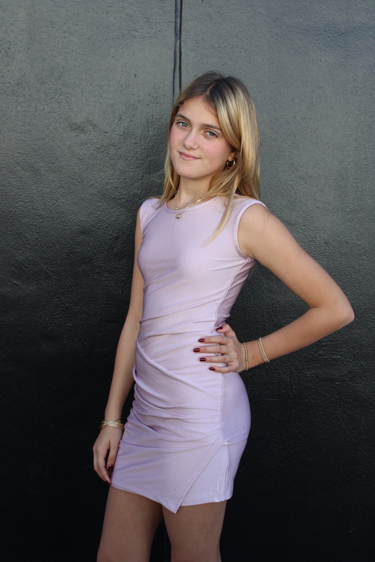 IS Pink Bodycon Gathered Dress