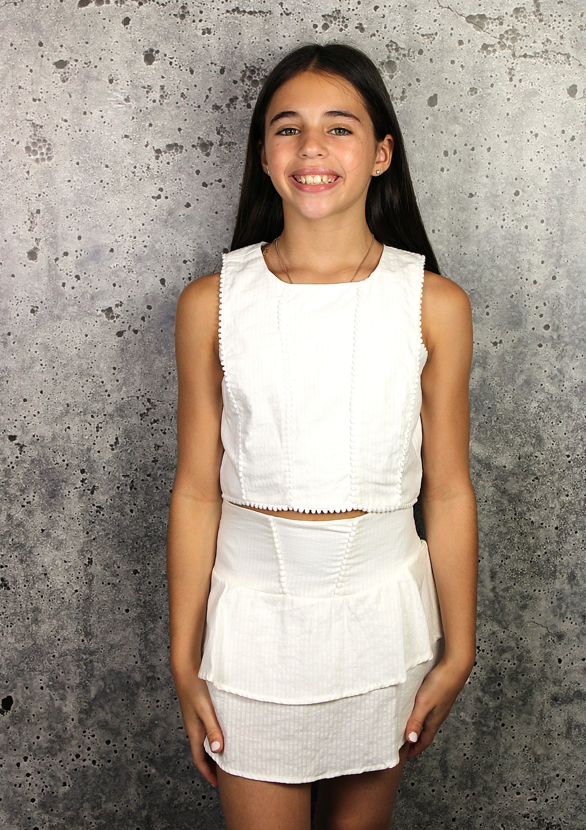 IS White Pom Pom Trim Skirt