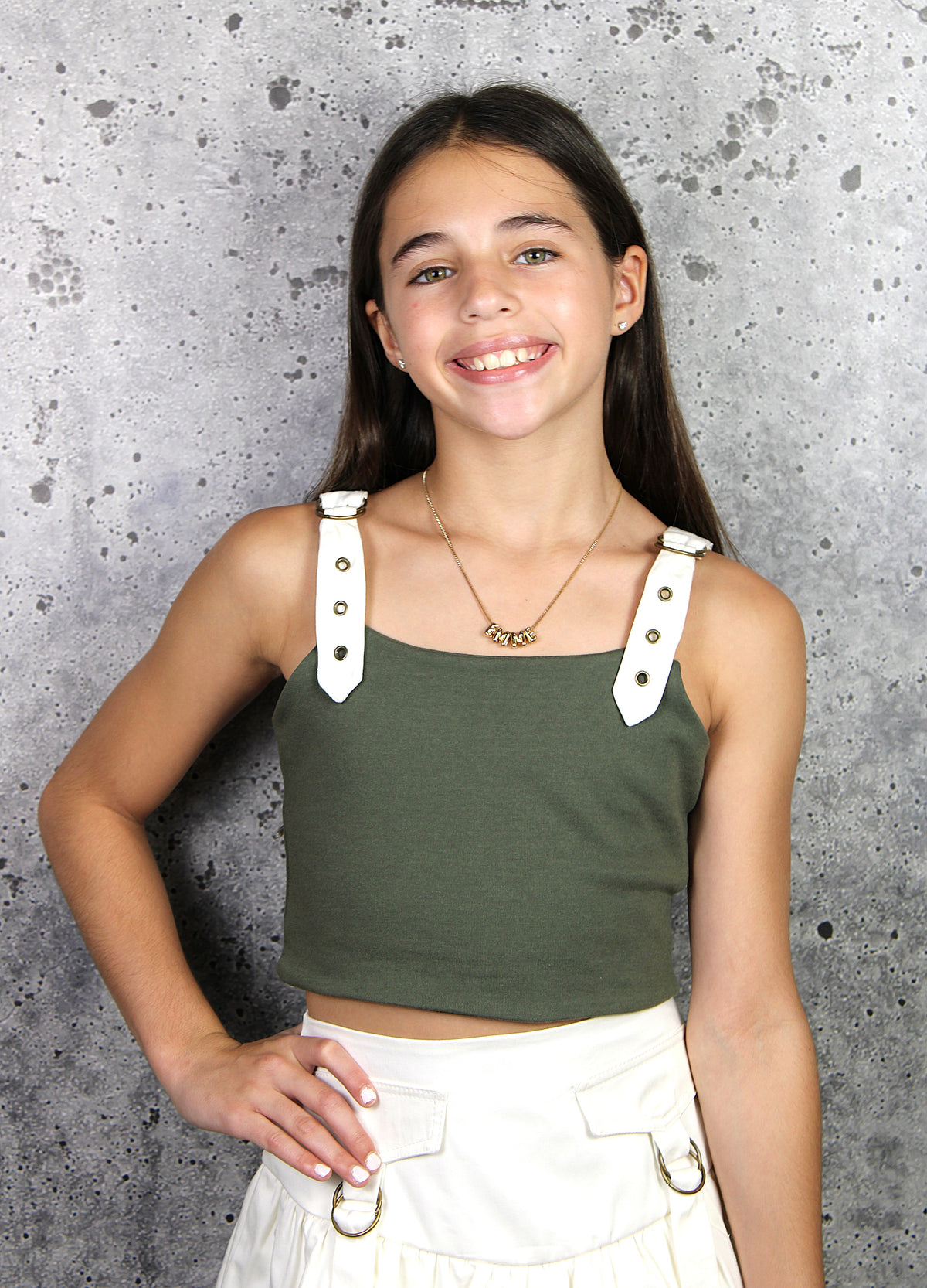 IS Green Grommet Straps Top