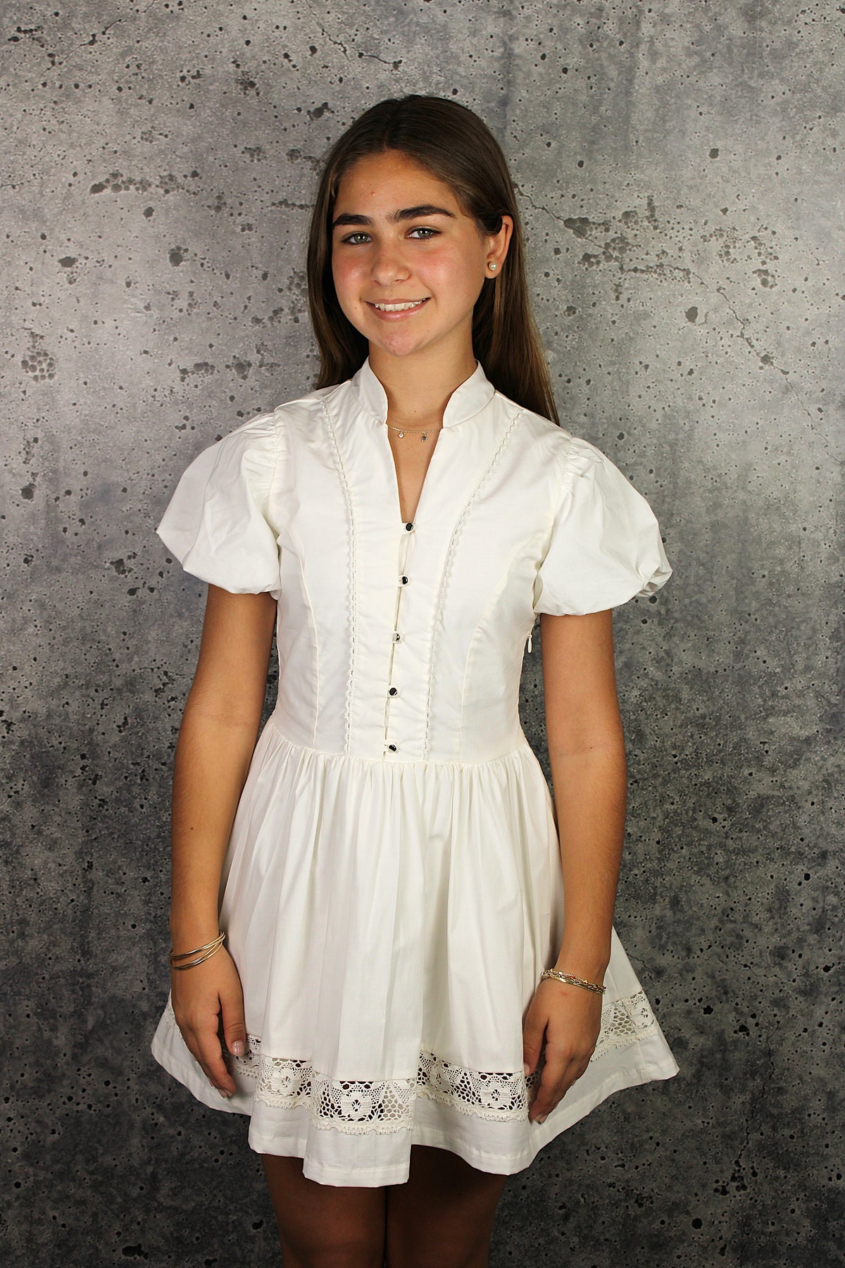 IS White Eyelet Insert Dress 8 IS White Eyelet Insert Dress 8