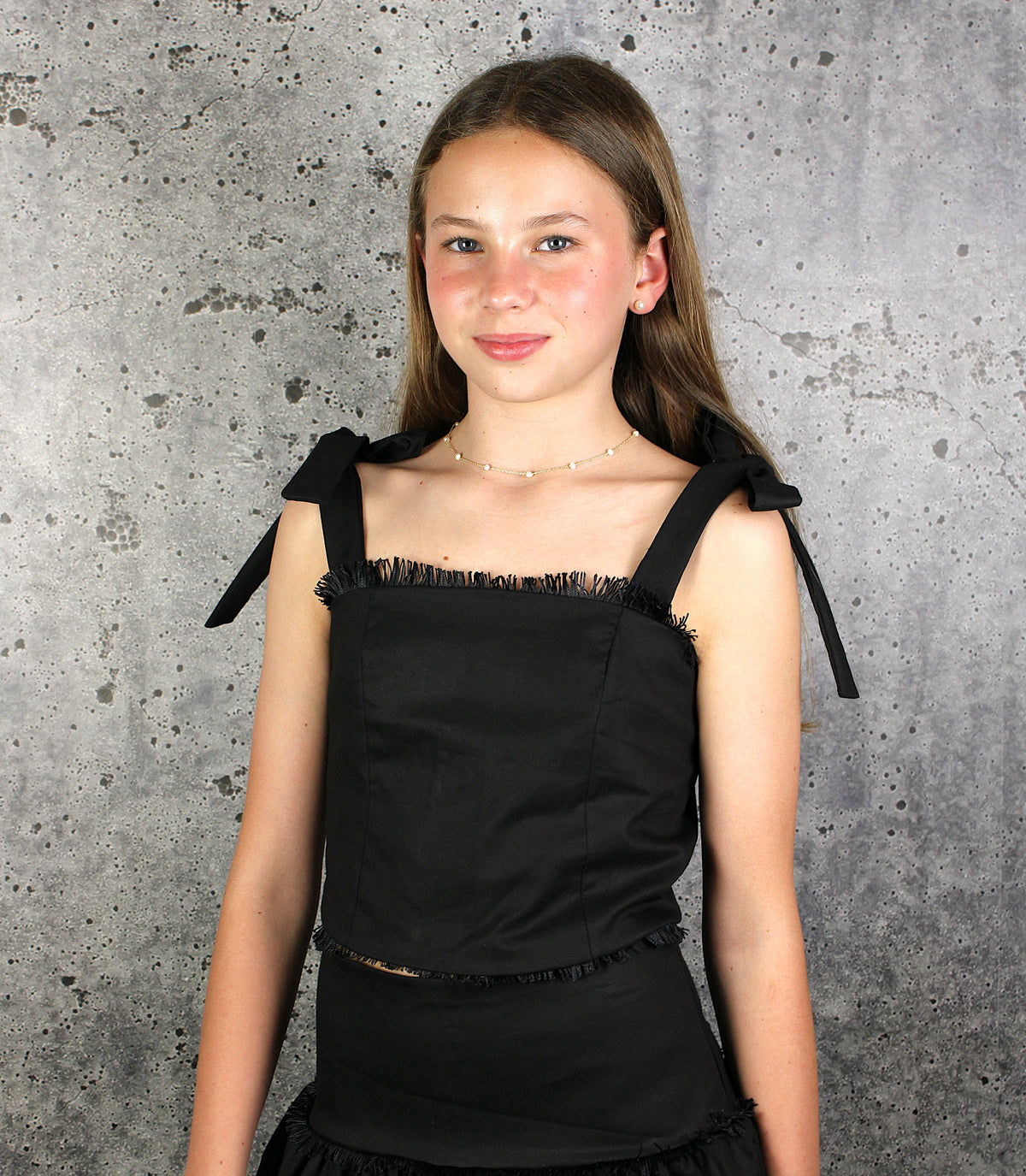 IS Black Frayed Top