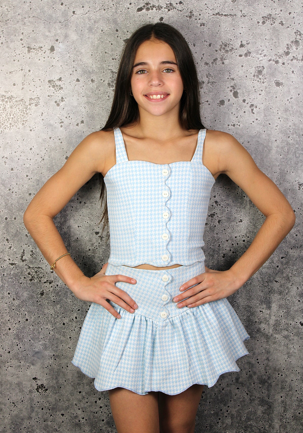 IS Blue Button Front Skort