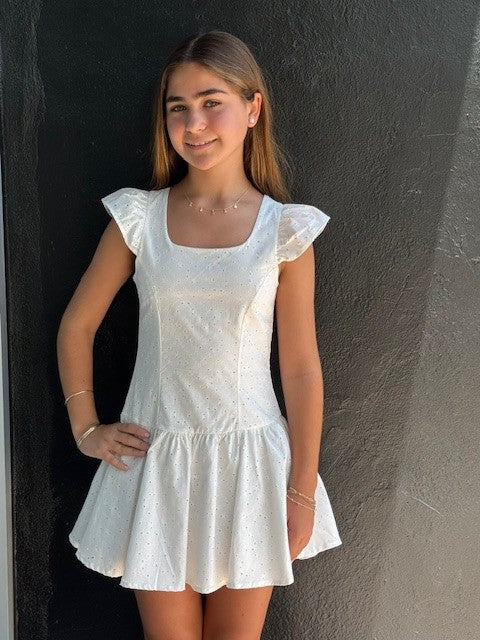 IS White Eyelet Ruffle Dress