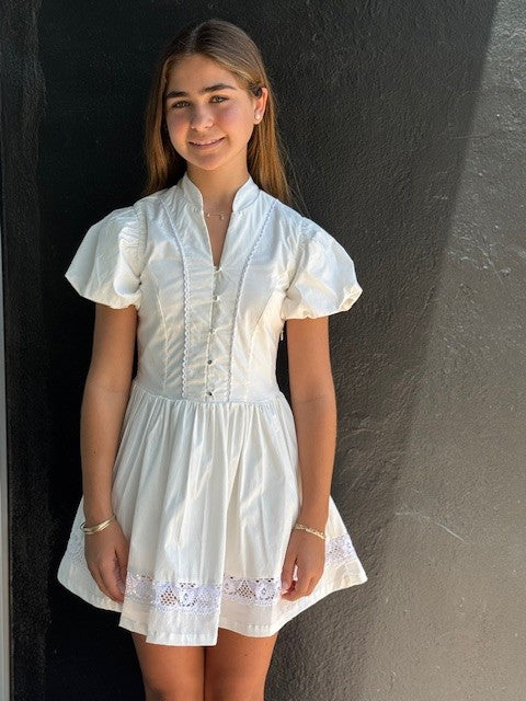 IS White Eyelet Insert Dress