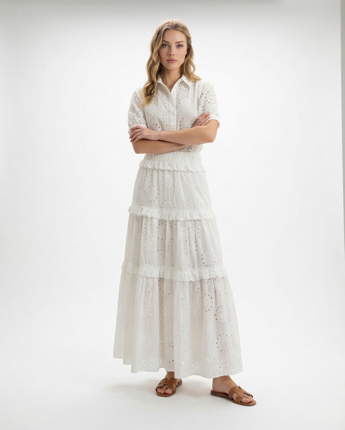 KL White Eyelet Maxi Dress