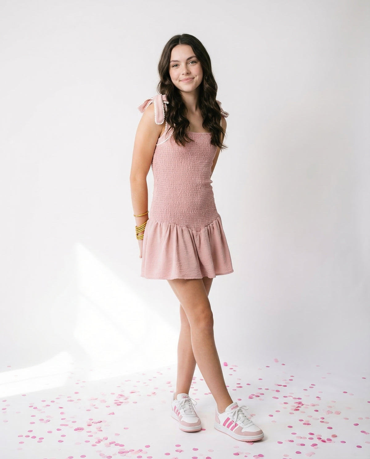 IS Pink Pop Pom Smocked Dress