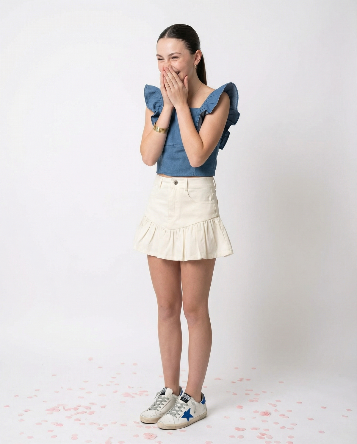 IS Denim Ruffle Top