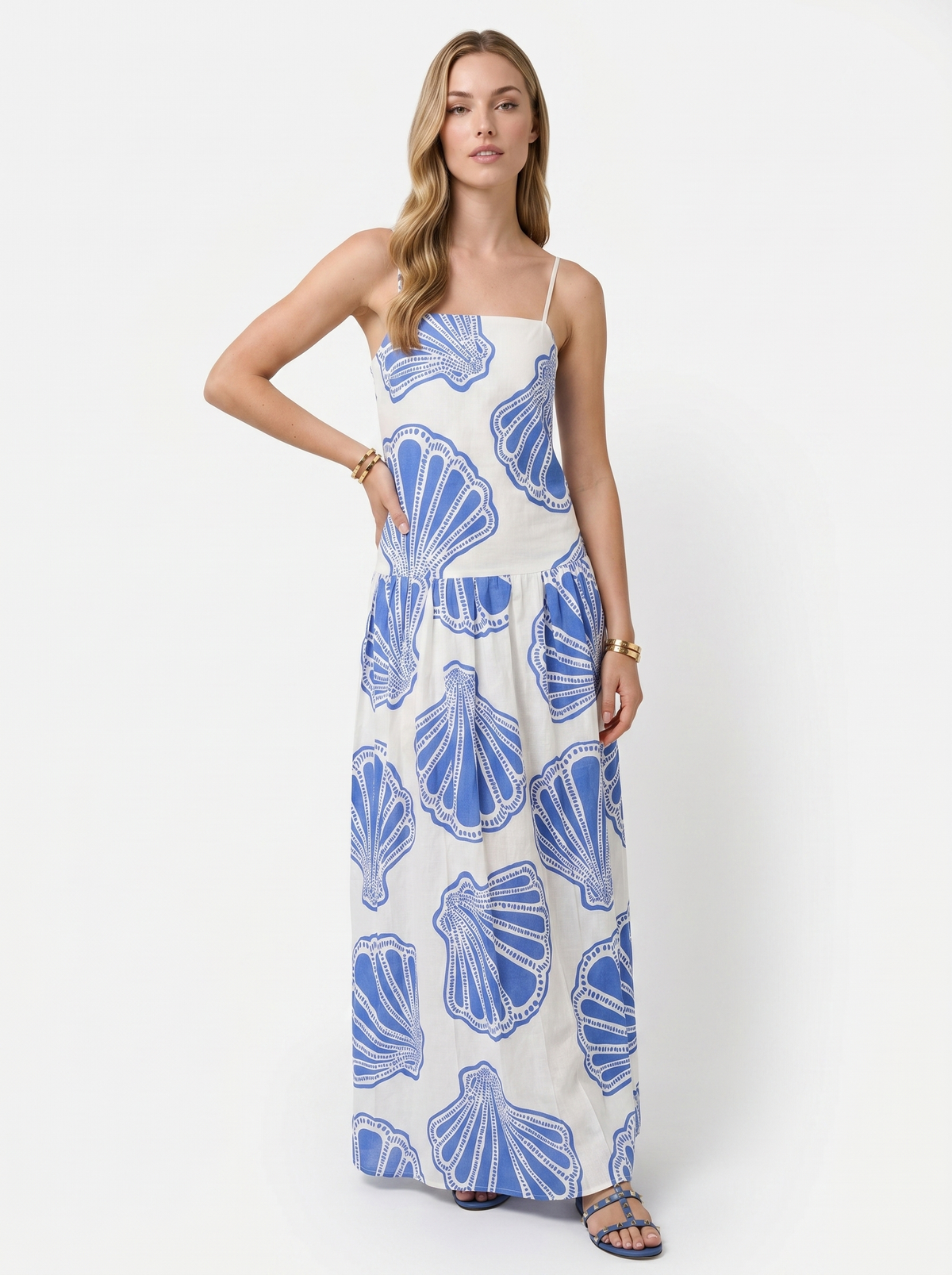 EM Blue Coral Print Dress