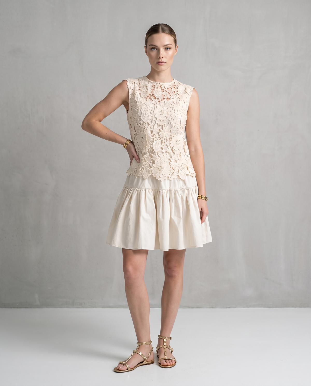 AL Beige Eyelet Dress