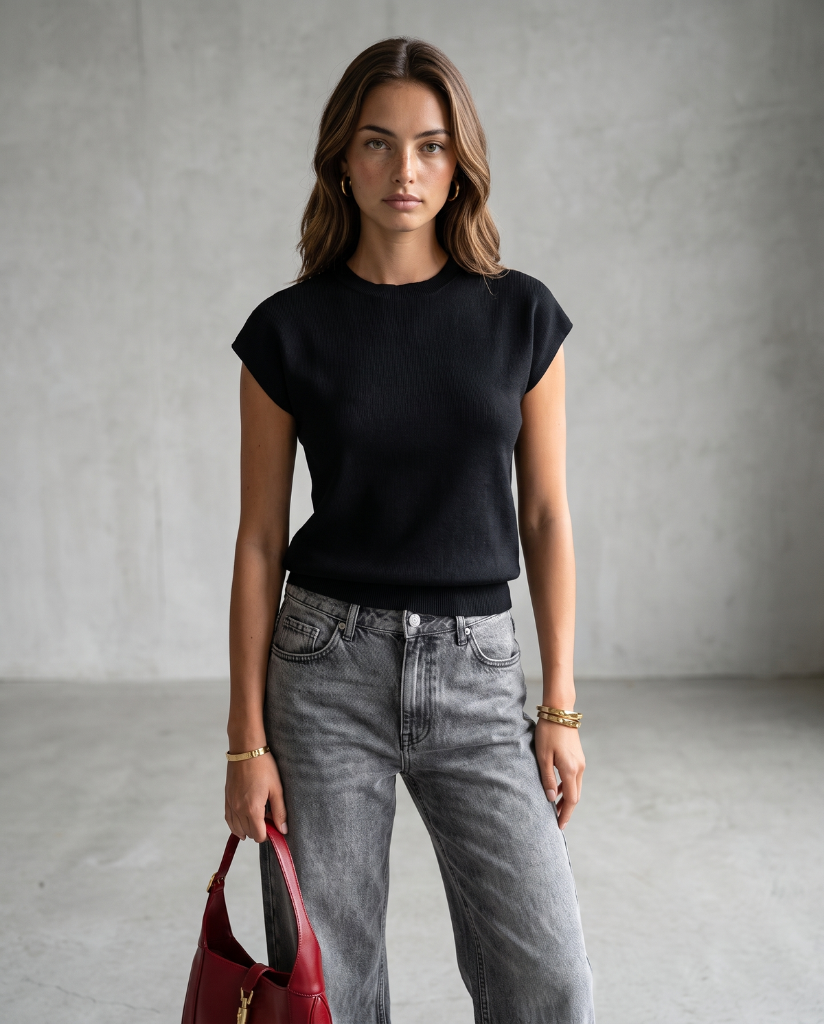MM Black Cap Sleeve Knit Top