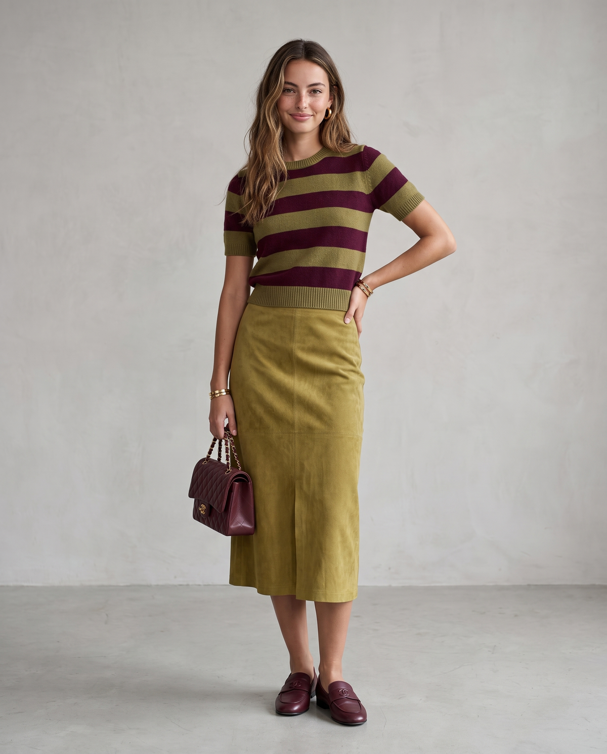 LP Chartreuse Suede Skirt