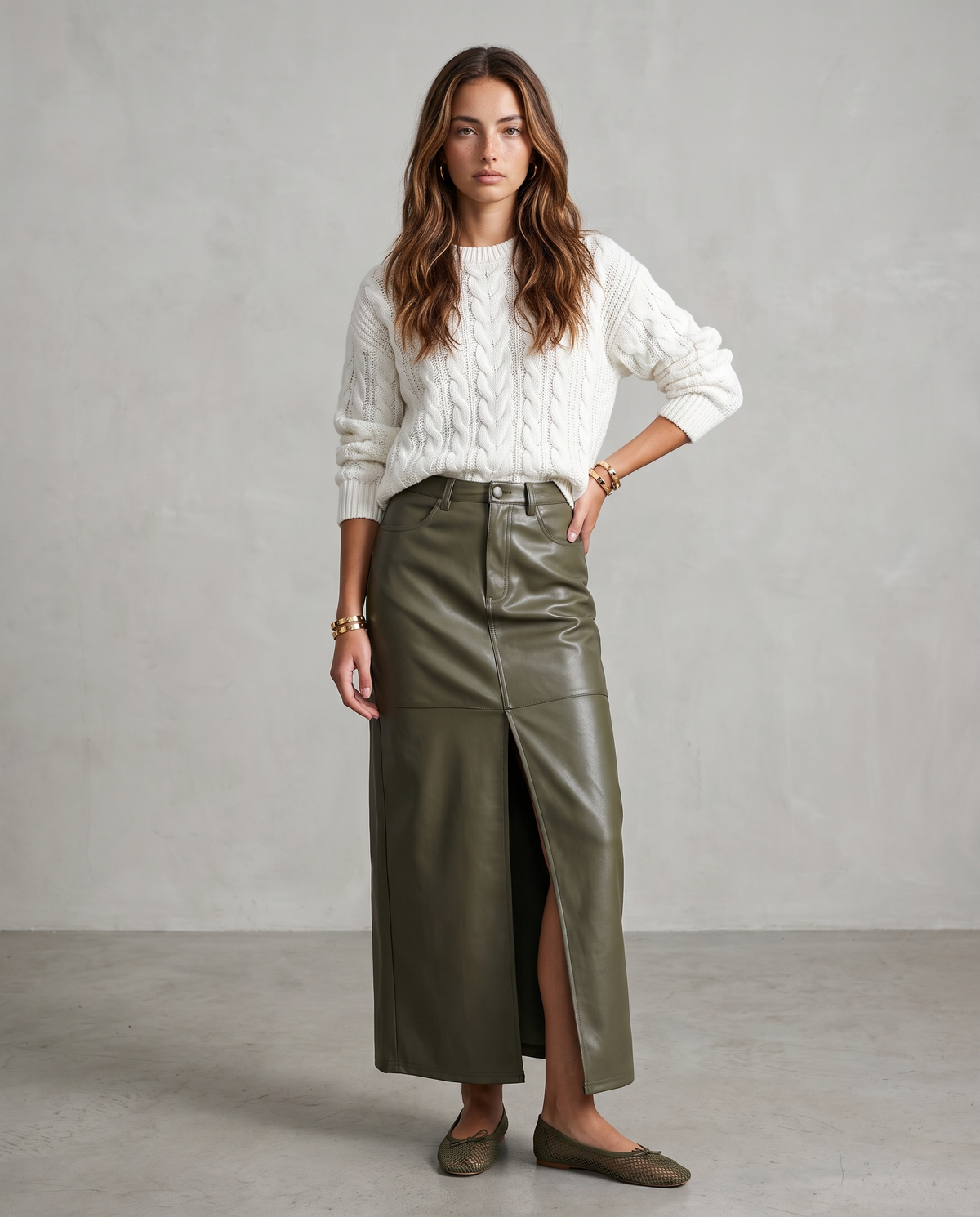 EL Olive Midi Skirt