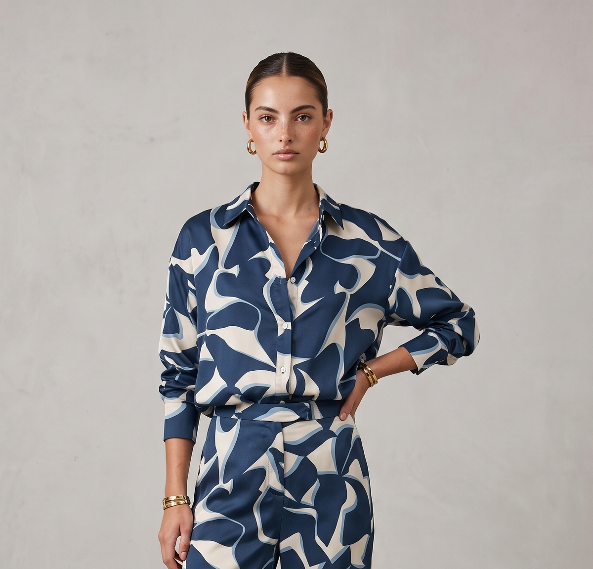 LP Blue Geometric Print Top