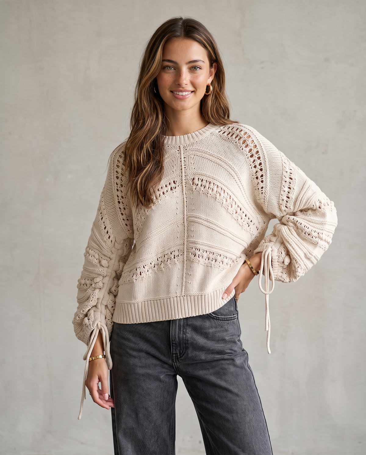 EL White Open Knit Sweater