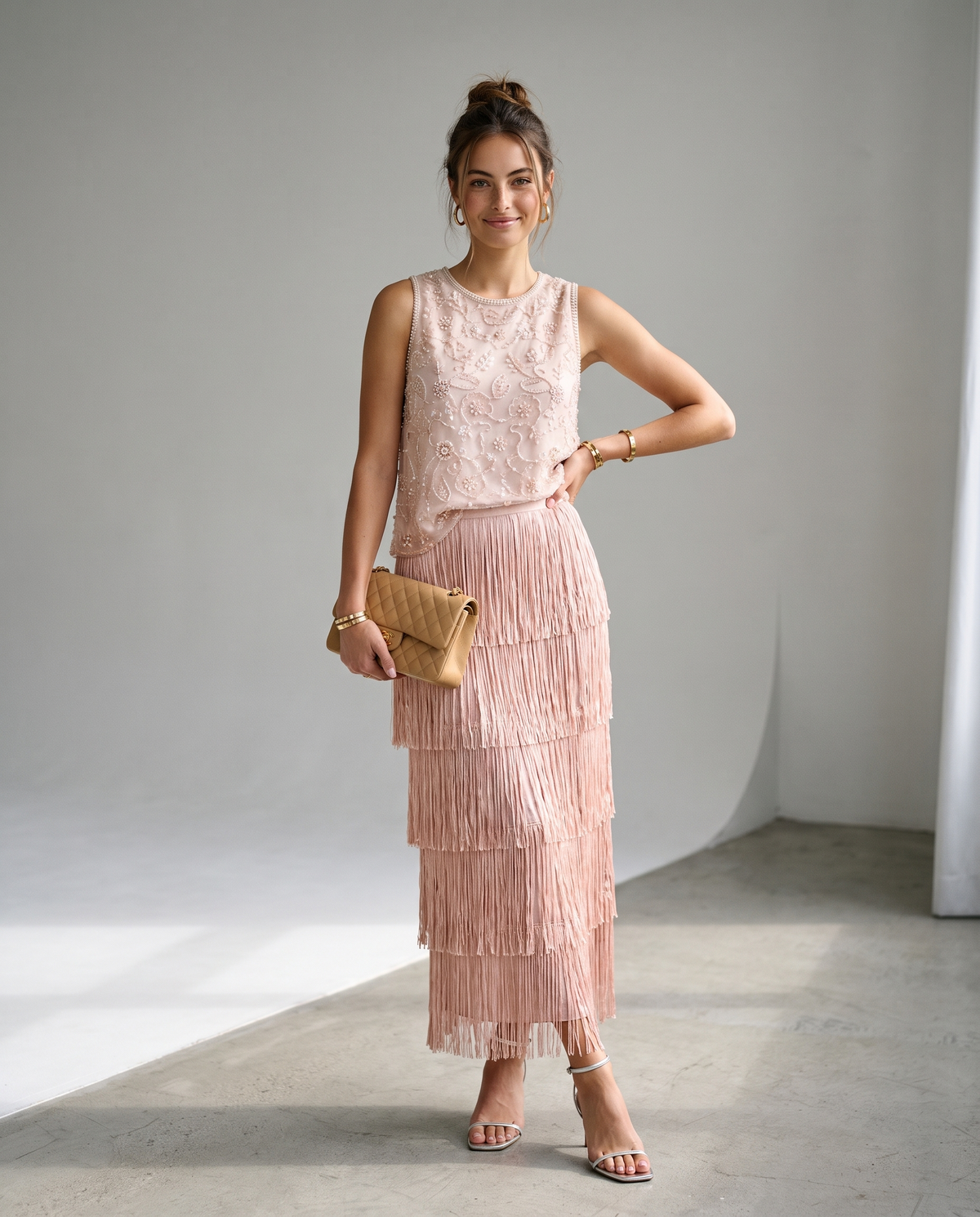 PR Pink Fringed Maxi Skirt