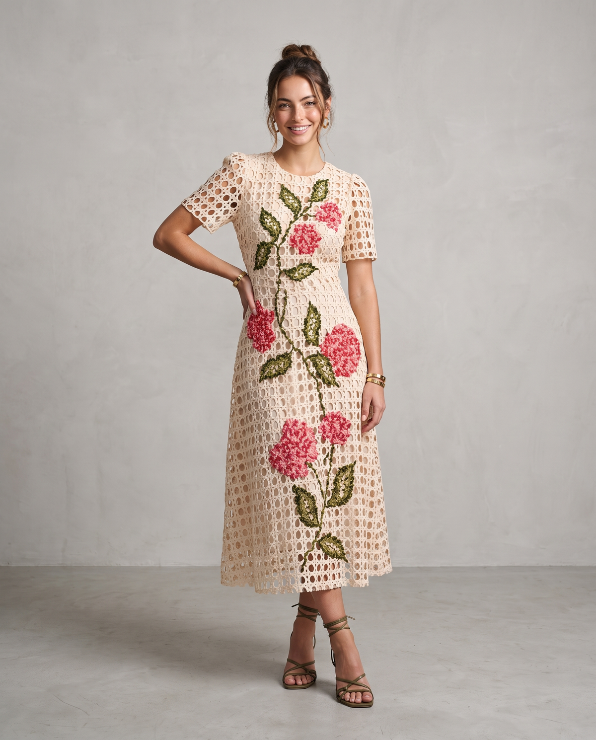 PR Crochet Print Dress