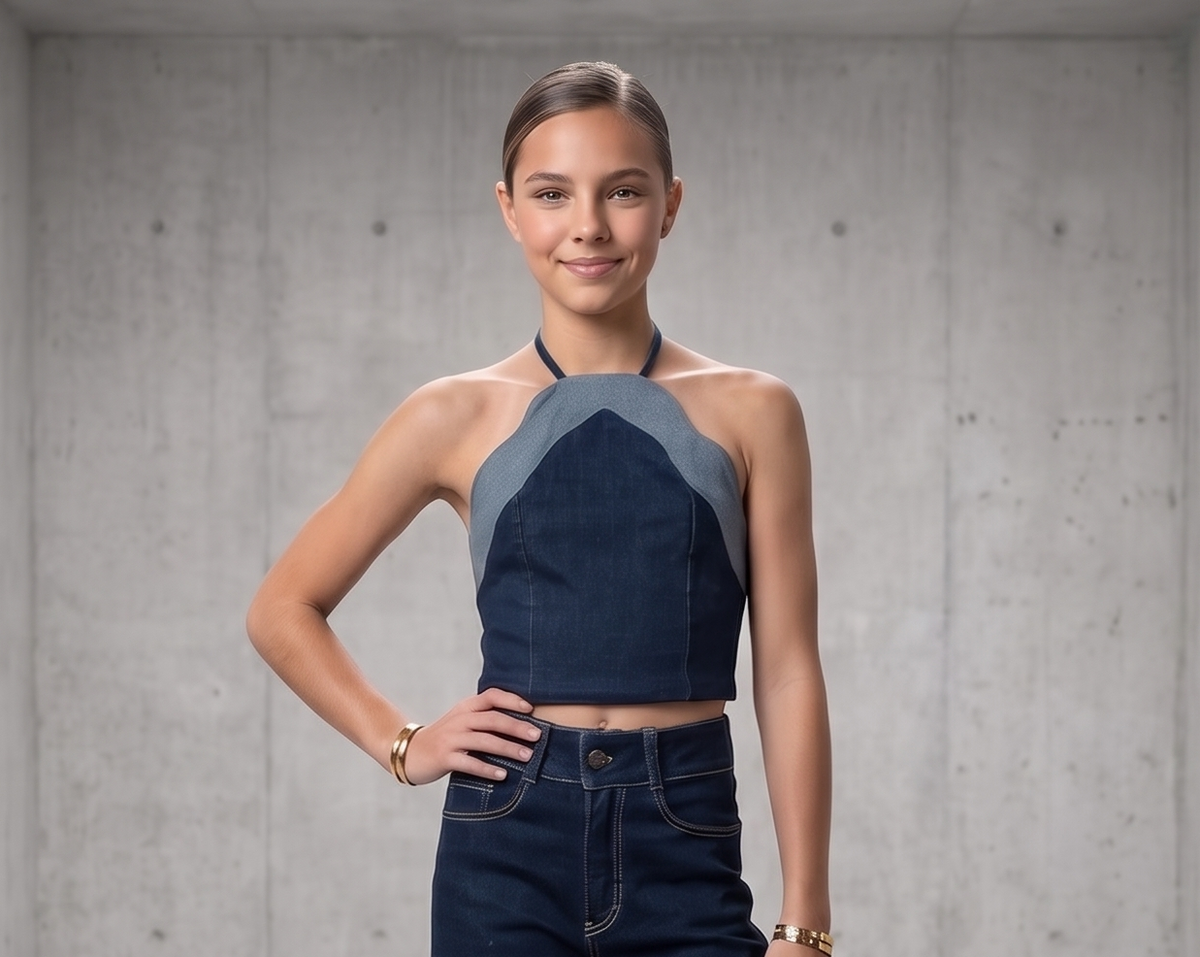 IS Denim Scallop Top