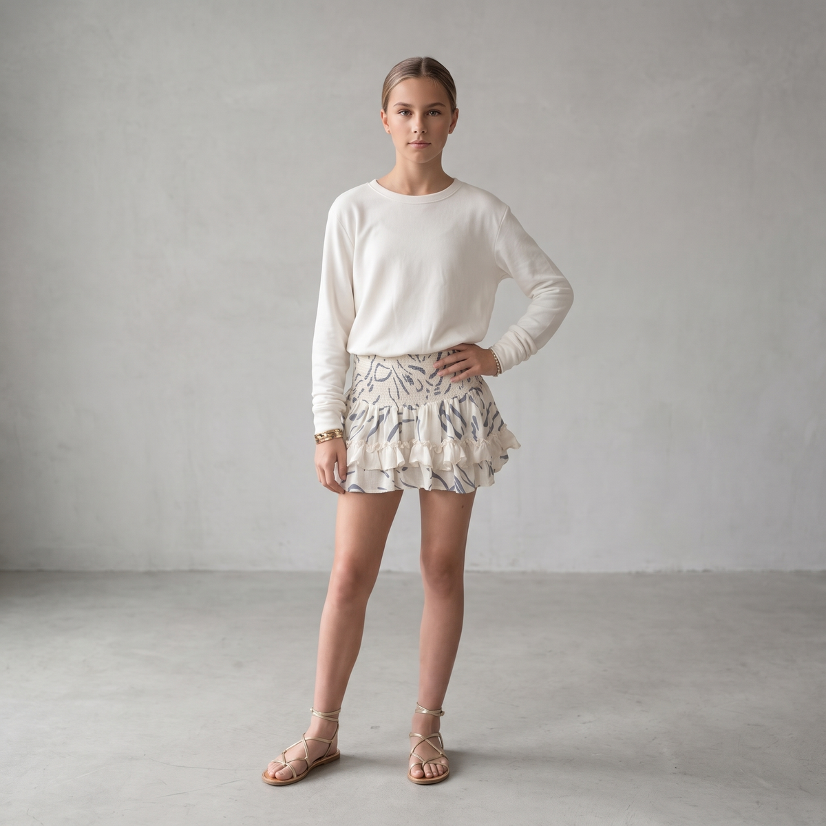 IS Blue Print Ruffle Skort