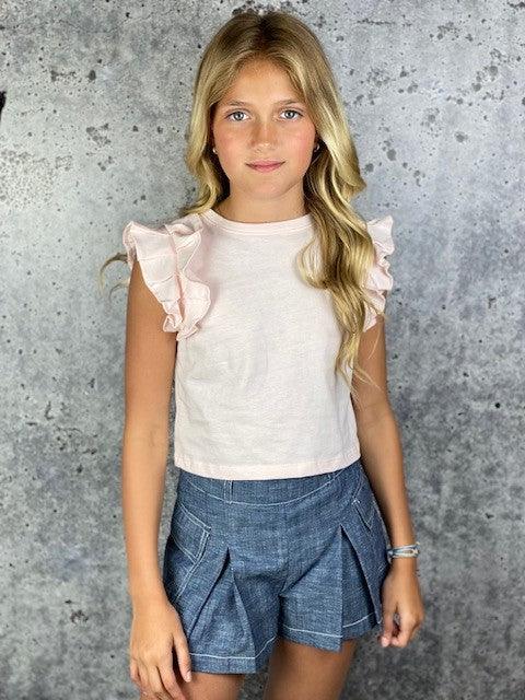IS Pink Pleated Shoulder Top - IF SO 