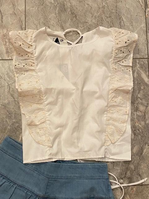 IS White/Eyelet Tie Back Top - IF SO 