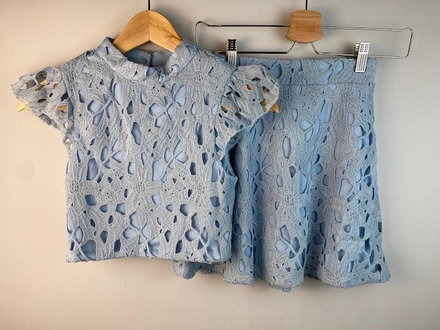 MB Blue Eyelet Skirt And Top Set - IF SO 
