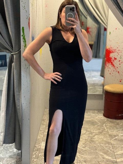 CH Black V Neck Midi Dress - IF SO 