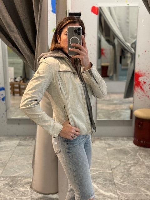 MA White Hooded Leather Jacket - IF SO 
