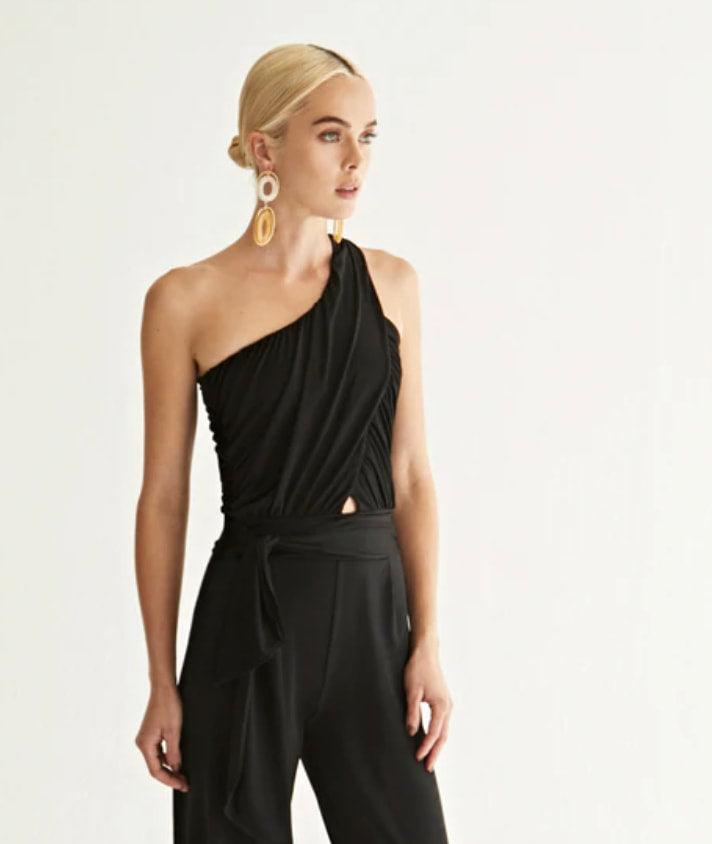 KR Black One Shoulder Ruched Top - IF SO 